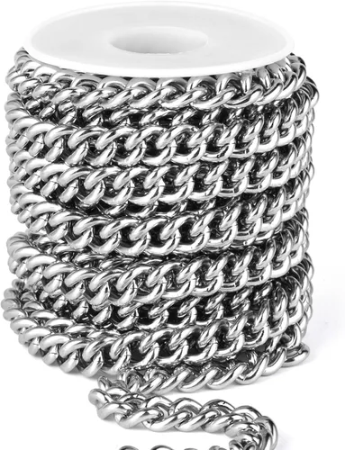 Vista 6 de Rollo de cadenas coloridas de acero inoxidable de 66 pies, acero inoxidable 304 de 0.059 pulgadas de acero inoxidable 304, cadenas trenzadas