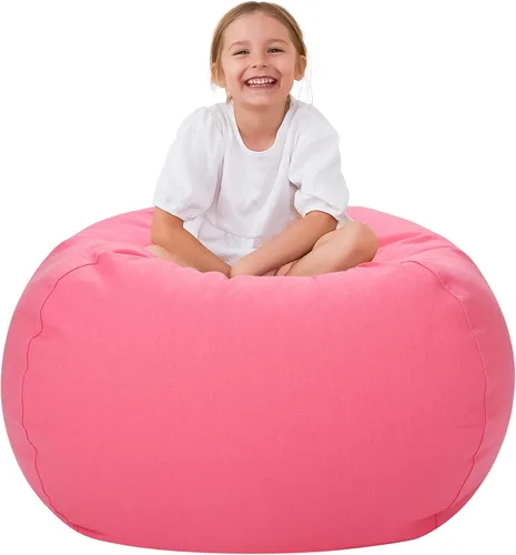 Vista 19 de Aubliss - Silla de almacenamiento para peluches en forma de puf (Estrella Aqua, Mediana (32"))