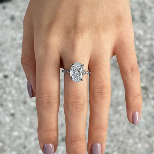 Vista 8 de michooyel S925 - Anillo de compromiso de circonita cúbica de corte ovalado de 4 quilates anillo de compromiso de boda de plata de ley para mujer