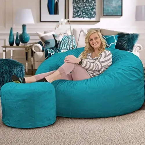 Vista 48 de ULTIMATE SACK Sillón tipo puf de 5 pies, puf de gran tamaño para adultos, cómodo sillón tipo puf, sofá tipo puf para tumbarse, sofá tipo puf