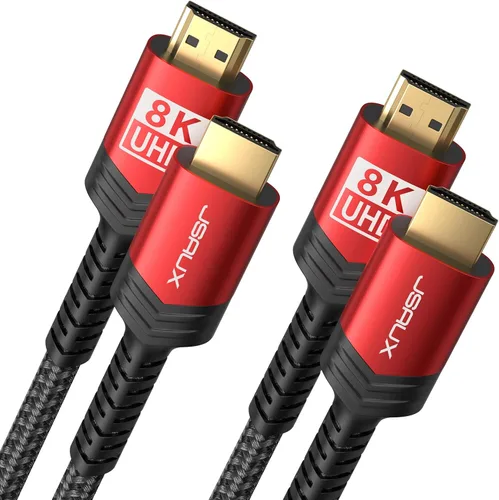 JSAUX Cable HDMI 8K 2.1, Cable HDMI trenzado de ultra-alta velocidad 48 Gbps (4K@144Hz, 4K@120Hz, 8K@60Hz) HDCP 2.2&2.3 HDR 10 eARC ARC, Compatible