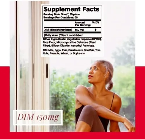 Vista 6 de Olympian Labs DIM Suplemento 150mg - DIM Diindolilmetano 30 Cápsulas Suministro de DIM para equilibrio de estrógenos, alivio de la menopausia