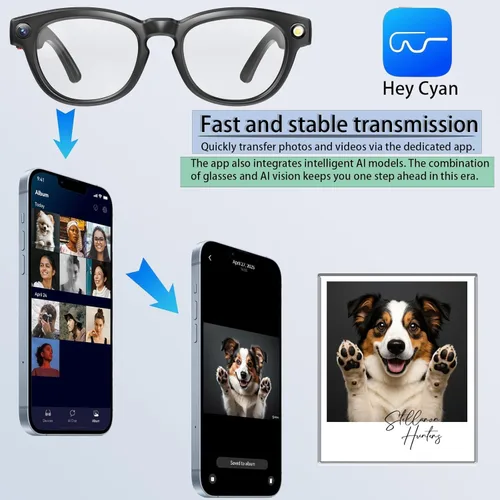Vista 7 de Lentes inteligentes AI con cámara 4K, gafas de sol de grabación de video Bluetooth, traductor en tiempo real para más de 100 idiomas, asistente