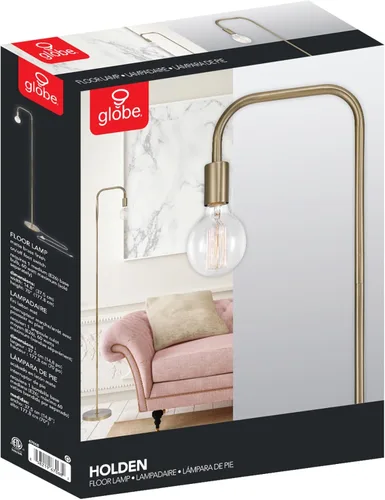 Vista 10 de Globe Electric Lámpara de pie de 70 "Holden, latón mate, interruptor de pie en línea / OFF en línea 67068, sin sombra