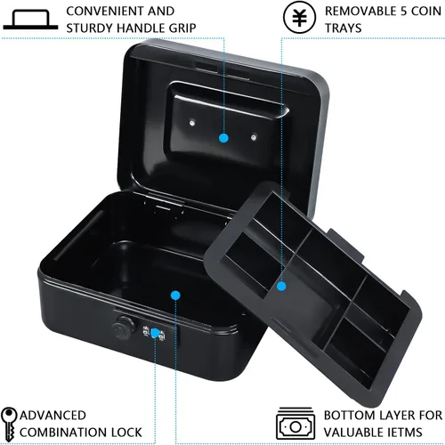 Vista 4 de KYODOLED Caja de efectivo con cerradura combinada, diverso tamaño y color a elegir