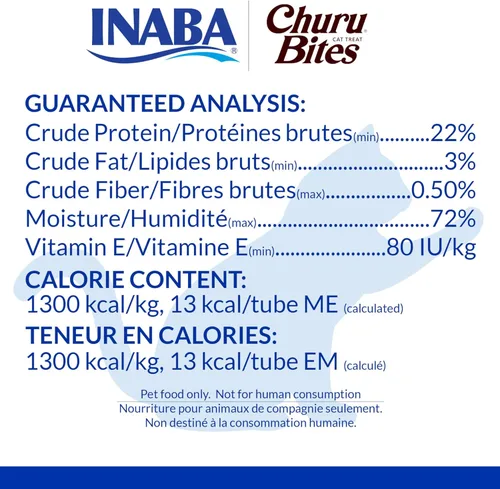 Vista 4 de INABA Churu Bites para Gatos, Golosinas para Gatos Rellenas de Churu Envueltas en Pollo Horneado Suave/Masticable con Vitamina E, 0.35 Onzas por