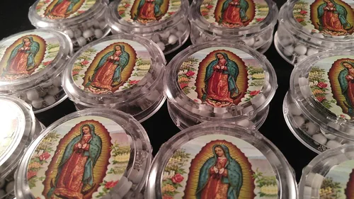 Vista 2 de Virgen De Guadalupe, Rosarios Blancos De Madera Para Recuerdos De Bautizo/Primera Comunión 12 Piezas. Bautismo/Mi Primera Comunión Nuestra Virgen De