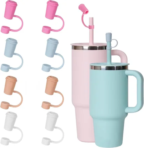 Vista 9 de Jetstop Tapa de popote para vaso de viaje Hydro Flask con asa, puntas de tapón de silicona reutilizables compatibles con vaso Hydroflask de 30 y 40