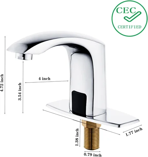 Vista 2 de HALO Grifo de baño sin contacto con sensor comercial automático con cubierta de orificio, placa de cubierta, grifo activado por movimiento, manos