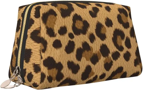 Vista 2 de Bonita bolsa de cosméticos con cremallera para mujer, bolsa de transporte de viaje impermeable compatible con estampado de leopardo y guepardo