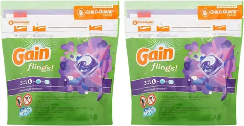 Gain Flings - Cápsulas de detergente para ropa – Moonlight Breeze – 16 cápsulas por paquete – Paquete de 2 paquetes