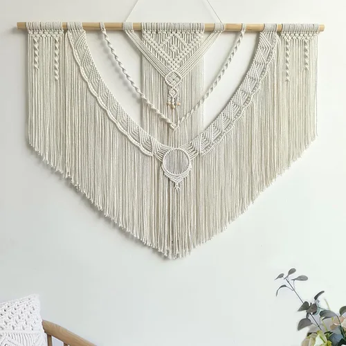Vista 13 de Achart Colgante de Macramé para Pared Grande- Decoración de Pared Boho- Arte de Pared Grande- Decoración de Pared para Sala de Estar- Tapiz