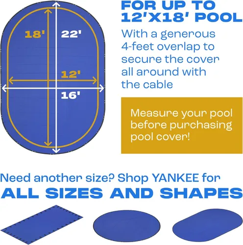 Vista 6 de Yankee - Cubierta para piscina ovalada 12 x 18 pies Cubierta ovalada de invierno para piscinas sobre el suelo Extra gruesa y duradera