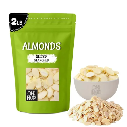 Vista 11 de Oh! Nuts Almendras blanqueadas en rodajas – crudas – 100 % naturales – 1.5 libras – Almendras altas en proteínas – Envasadas en bolsa con cierre