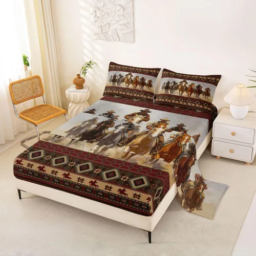 Vista 18 de Erosebridal Western Aztec Sheets Twin Brown Bull Skull Bed Sheets Set Southwestern Boho Sheet Set for Boys Girls Rustic Farmhouse Bed Sets 3Pcs