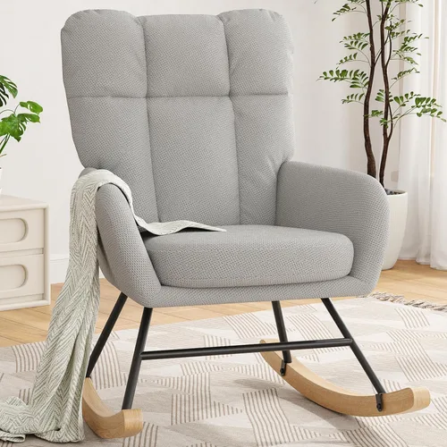 Vista 11 de Silla Mecedora para Guardería, Sillas Mecedoras Teddy para Bebé de Guardería, Silla de Lactancia Moderna para Amamantar, Mecedora de Guardería