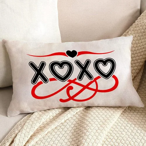 Vista 4 de XOXO - Fundas de almohada lumbares decorativas para el día de San Valentín, 12 x 20 pulgadas, de lino y algodón, para sofá, día de San Valentín