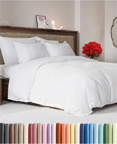 Vista 28 de Juego de funda de edredón tamaño Queen - Juego de funda de edredón extra suave tamaño Queen 90 x 90 con 2 fundas de almohada - Ropa de cama de hotel