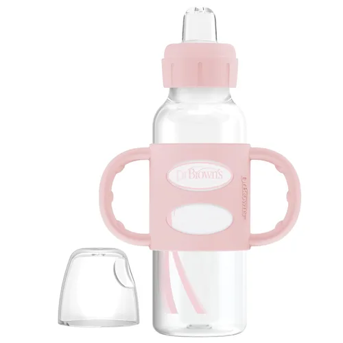 Vista 15 de Dr. Brown's Milestones - Botella de boquilla estrecha con asas 100% de silicona, asas de fácil agarre con boquilla suave para sorber, 8 onzas, 1