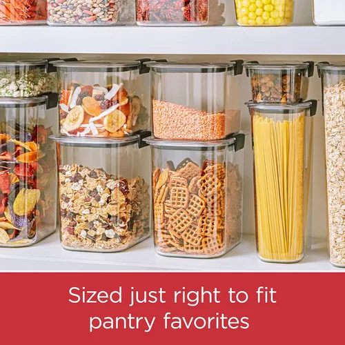 Vista 3 de Rubbermaid Brilliance - Recipientes de almacenamiento de alimentos (juego de 3 recipientes + recipiente para cereales)