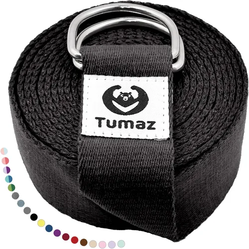 Vista 18 de Tumaz Yoga Strap/Stretch Bands [15+ Colors, 6/8/10 Feet Options] with Extra Safe Adjustable D-Ring Buckle, Durable and Comfy Delicate Texture - Best