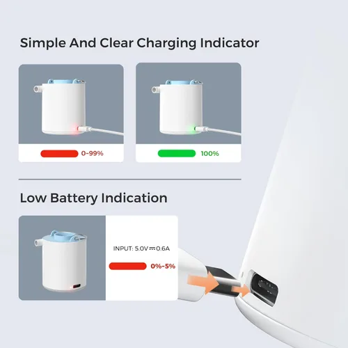 Vista 8 de FLEXTAILGEAR Tiny Pump X - Bomba de aire portátil de tamaño ultrapequeño - luz de campamento, con batería de 1300 mAh, recargable por USB, para Azul