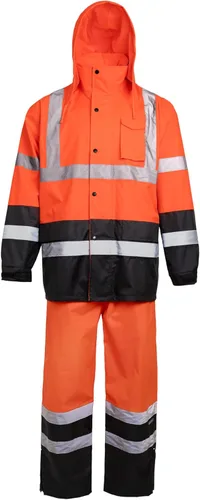 JORESTECH Conjunto de lluvia de seguridad, reflectante, alta visibilidad, amarillo y negro, JK-03pantalones lima, ANSI 150D, pantalones resistentes