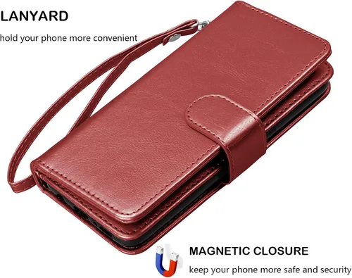 Vista 14 de Njjex Funda para Samsung Galaxy A32 5G, para Galaxy A32 5G, [9 ranuras para tarjetas] Funda de piel sintética para tarjetas Folio Flip [desmontable]