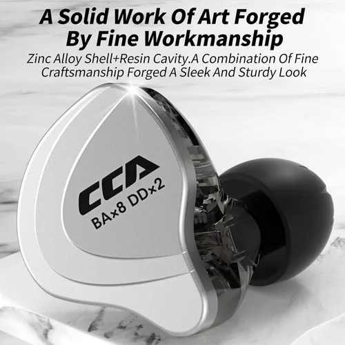 Vista 4 de CCA C10 Pro - Monitor intrauditivo, HiFi 1DD 4BA Hybrid Five Drivers in-Ear Earphone, carcasa de aleación de zinc + auriculares de resina con cable