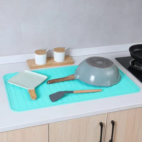 Vista 737 de MicoYang Alfombrilla de Silicona para Secar Platos de Múltiples Usos, Fácil de Limpiar, Ecológica, Alfombrilla de Silicona Resistente al Calor