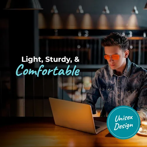 Vista 5 de Sleep ZM 100% Blue Light Blocking Glasses - Women + Men - Better Sleep - Anti Eye Strain Protection - Computer Screens Gaming