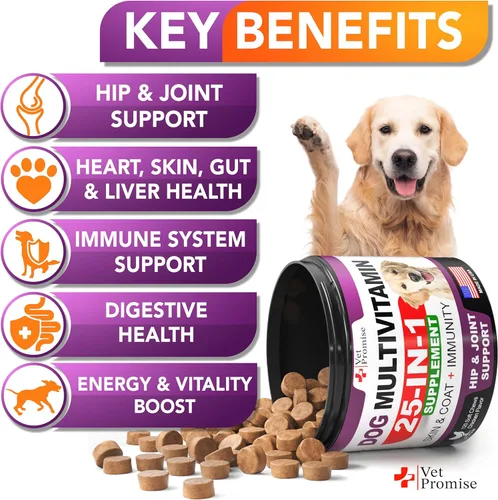 Vista 2 de (Paquete de 2) Multivitamínico masticable para perros con glucosamina - Vitaminas y suplementos para perros - Multivitamínico para perros senior