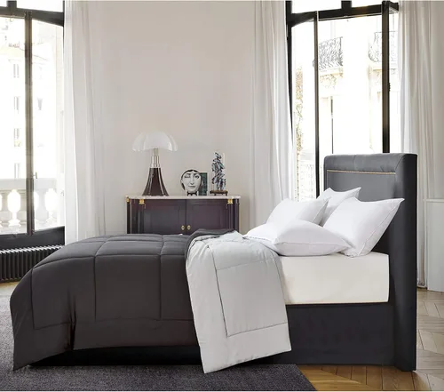 Vista 9 de Blue Ridge Home Fashions - Edredón sintético de microfibra para todas las estaciones, relleno de poliéster hipoalergénico, Algodón, Negro, gemelo