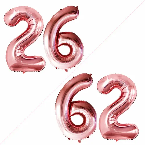 Vista 144 de GOER Globos con el número 80 para decoraciones de fiesta de cumpleaños número 80, globos de helio de aluminio jumbo de 42 pulgadas para 80 Oro rosa