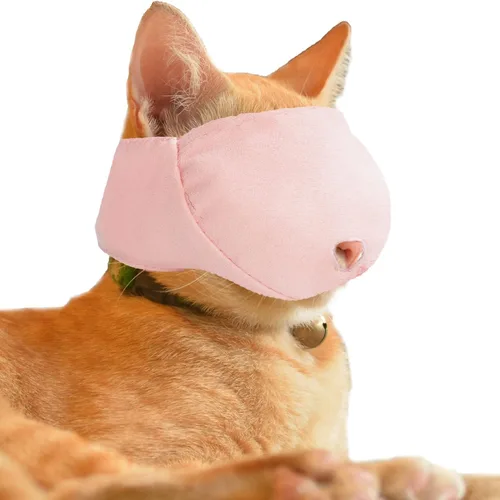 Vista 8 de Bozal para gatos con malla transpirable, bozal protector bucal para evitar mordeduras, masticar, aseo, antiarañazos (L, verde)
