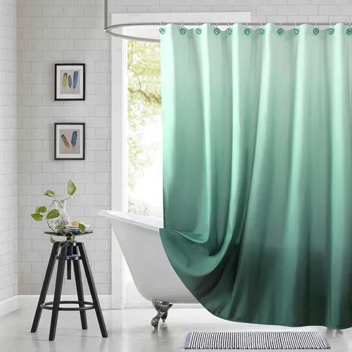 Vista 22 de Cortinas de Ducha Negras, Cortinas de Ducha de Poliéster Impermeable con Rayas Horizontales Degradadas en Blanco y Negro Modernas para Baño, 72x72