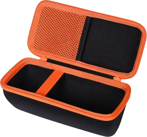 Vista 2 de co2CREA Funda rígida compatible con altavoz GPS Bushnell Golf Wingman View Estuche negro + cremallera naranja