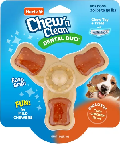 Vista 9 de Hartz Chew 'n Clean - Juguete masticable y trato en un solo juguete para perros con sabor a pollo, pequeño