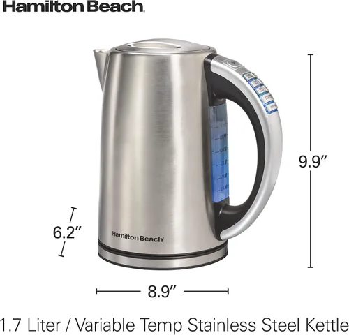 Vista 9 de Hamilton Beach Hervidor eléctrico con control de temperatura de 1.7 litros, hervidor y calentador de agua, ebullición rápida 1500 vatios, sin BPA