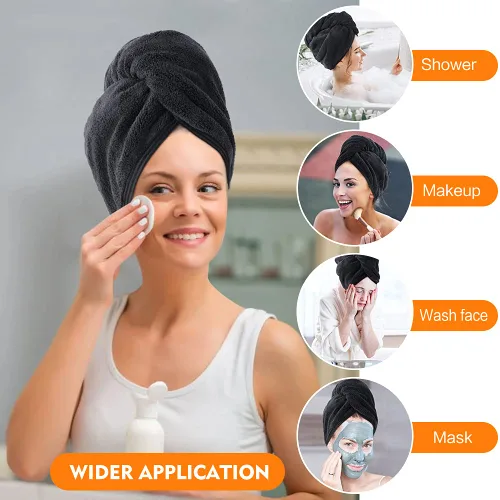 Vista 5 de KinHwa Toalla de pelo de secado rápido para mujer, toalla de secado de cabello súper absorbente para cabello rizado, largo y grueso