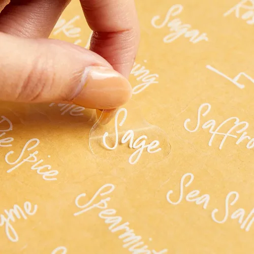 Vista 7 de Talented Kitchen 272 etiquetas adhesivas para especias, etiquetas transparentes para tarros de especias preimpresas para condimentar hierbas