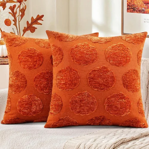 Vista 40 de Farmhouse - Juego de 2 fundas de terciopelo de cojines decorativos con bordes adornados, para sofá o sala de estar.