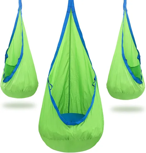Vista 13 de YAERSI Silla de hamaca infantil de algodón con cojín inflable de PVC