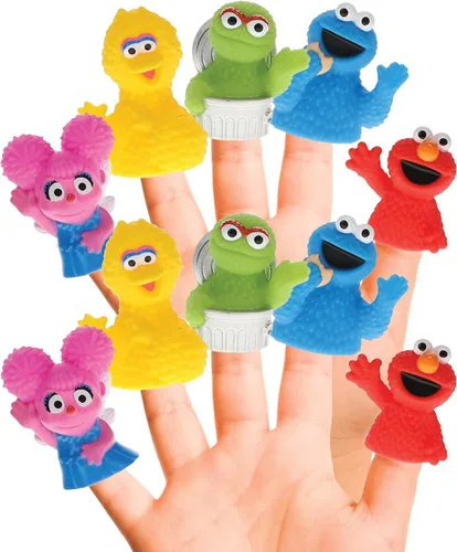 Sesame Street Juego de marionetas de dedo de 10 piezas, recuerdos educativos para fiestas y juguetes de baño