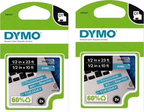 Vista 11 de [Usado] Cinta para etiquetar DYMO D1 estándar, 1 cartucho, Impresión en blanco sobre cinta blanca