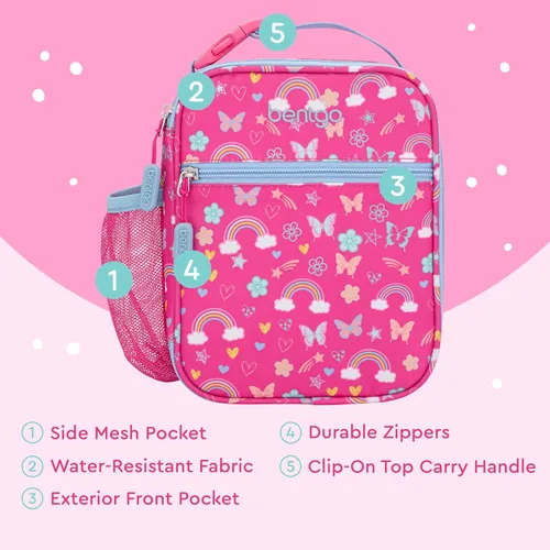 Vista 6 de Bentgo Lonchera térmica para niños, resistente al agua, reutilizable, ligera y duradera con soporte para botella de agua y bolsillo de malla, se