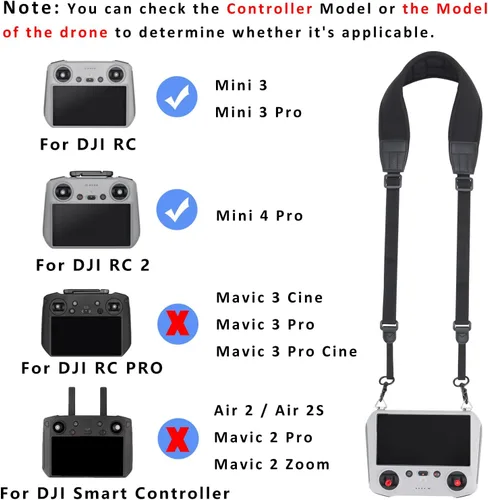 Vista 9 de CQT Correa ajustable para el cuello, protector de pantalla, joysticks para DJI Mini 3 4 Pro/Air 3, RC/RC 2 Accesorios remotos