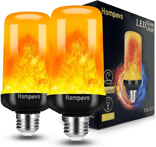 Vista 9 de Hompavo 【Actualizadas】Bombillas LED de llama, 4 modos de bombillas parpadeantes con efecto invertido, bombilla de llama E26 para Halloween, Navidad