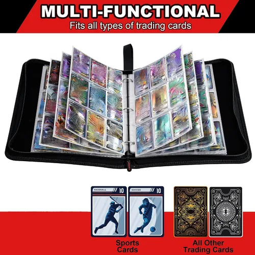Vista 8 de PREZA Carpeta de tarjetas coleccionables – Carpeta de tarjetas de 9 bolsillos – Se adapta a 900 tarjetas – Carpeta de transporte de libros