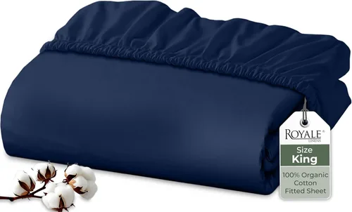 Vista 79 de Royale Linens Sábana bajera ajustable de 100 % algodón orgánico, tejido de percal, sábana bajera súper suave con bolsillo profundo, sábana elástica